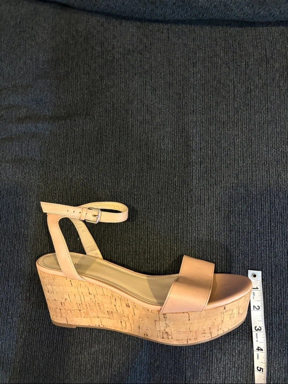 Nine West Pale Pink Ankle Strap Wedge Sandal-Size 10
